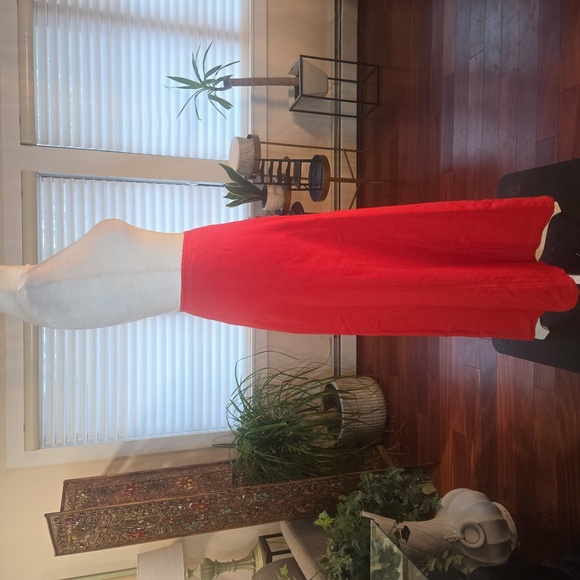Ashley Stewart Linen Blend Lined Festive Holiday Red Maxi A-Line Skirt Womens 18 - Picture 4 of 10